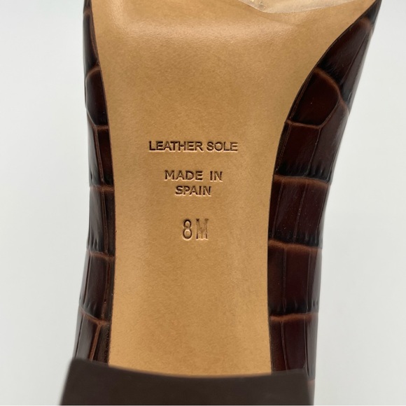 Inez Frida Heels in Mocha Croco | Brown Croc Embossed Leather Block Heel Pumps - Picture 7 of 10